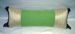 Pillow w/ Contrast Fabrics & Bullion